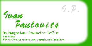 ivan paulovits business card